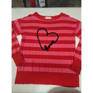 Red And Pink Striped Lightweight Sweater‎ Size XS Marled  Brand LOVE